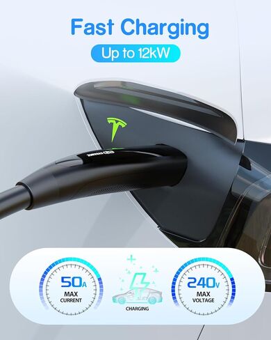 سلك تمديد تسلا 21 قدم، كابل شاحن تسلا 50 أمبير 110 فولت - 240 فولت متوافق مع شاحن تسلا 32A/48A / موصل الهاتف المحمول / شاحن الوجهة، مناسب لطراز تسلا Y/3/S/X فقط، سلك تمديد IP66 EV in Kuwait