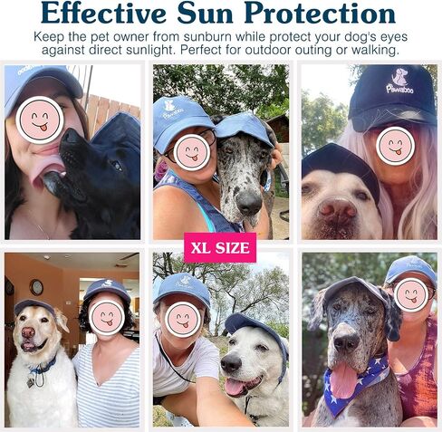Pawaboo 2PC Owner and Dog Hat Set, Pet's Mom/Dad Baseball Cap Set, Dog Visor Cap Sun Protection Hats with Ear Holes and Adjustable Strap, Family Matching Hats, XL, Blue in Saudi Arabia