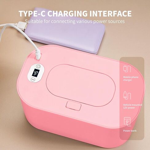 Baby Wipe Warmer and Baby Wet Wipes Dispenser, 5 Modes of Temperature Heating Control Portable Diaper Wipes Warmer for Newborn Baby, Baby Shower Gifts Pink in Saudi Arabia