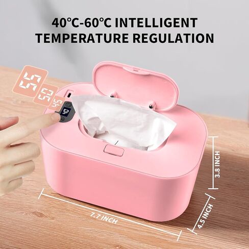 Baby Wipe Warmer and Baby Wet Wipes Dispenser, 5 Modes of Temperature Heating Control Portable Diaper Wipes Warmer for Newborn Baby, Baby Shower Gifts Pink in Saudi Arabia