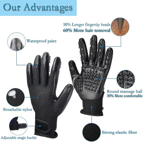 Multifunctional Horse Brush Gloves, Rubber Horse Massage Gloves, Horse Grooming Brush, Breathable Horse Hair Remover Mitt for Horse Dog and Cat Washing Grooming Shedding (Black) in Kuwait