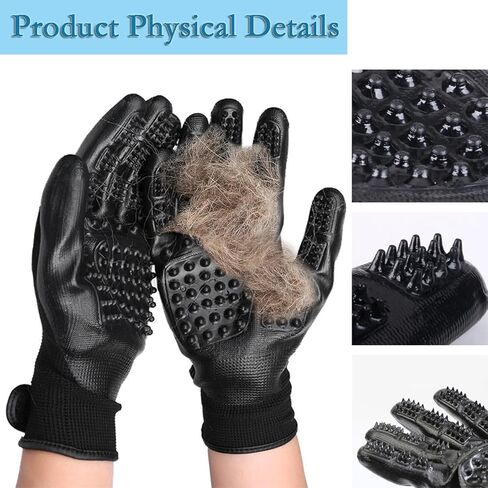 Multifunctional Horse Brush Gloves, Rubber Horse Massage Gloves, Horse Grooming Brush, Breathable Horse Hair Remover Mitt for Horse Dog and Cat Washing Grooming Shedding (Black) in Kuwait