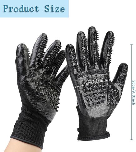 Multifunctional Horse Brush Gloves, Rubber Horse Massage Gloves, Horse Grooming Brush, Breathable Horse Hair Remover Mitt for Horse Dog and Cat Washing Grooming Shedding (Black) in Kuwait