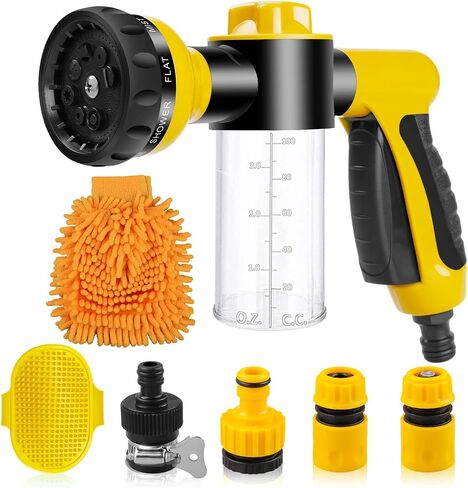 Pup Jet Dog Wash Hose Nozzle Foam Sprayer Dog Horse Sprayer Wash Hose Attachment Soap Dispenser Bottle Nozzle Sprayer Washing Shower Pet Bathing Tool (YELLOW) in Saudi Arabia