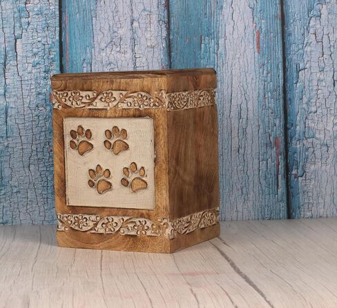 Wooden Pet Memorial Keepsake Cremation Urns for Ashes Pet Urn Wood Keepsake Box Urns for Cat Dogs Ashes | Cat Memorials 7.5 X 5.5 Inch in Saudi Arabia