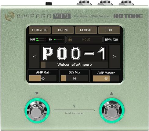 Hotone Ampero Mini MP-50 Guitar Bass Amp Modeling IR Cabinets محاكاة متعددة اللغات تأثيرات متعددة مع دواسة التعبير ستيريو OTG USB Audio Interface (MUSTARD) in Kuwait