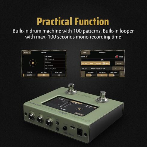 Hotone Ampero Mini MP-50 Guitar Bass Amp Modeling IR Cabinets محاكاة متعددة اللغات تأثيرات متعددة مع دواسة التعبير ستيريو OTG USB Audio Interface (MUSTARD) in Kuwait