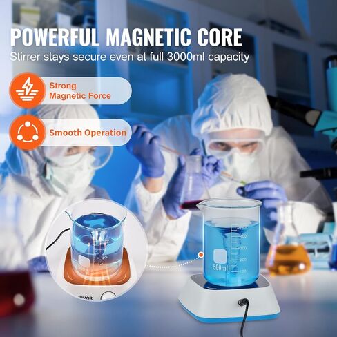 VEVOR Magnetic Stirrer, 0-2000 RPM Stir Plate with Adjustable Speed Knob, 3000mL Plate Stirrer Kit, Stir Bar Included in Saudi Arabia