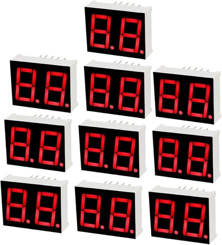 Uxcell الكاثود المشترك 10 دبوس 2 بت 7 قطعة عرض 0.98x0.75x0.31 بوصة 0.55 بوصة أحمر LED عرض أنبوب رقمي 10 قطعة in Kuwait