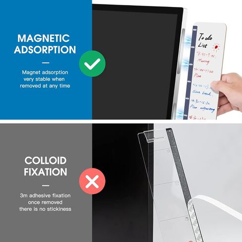 لوحة مذكرة لشاشة الكمبيوتر مكونة من قطعتين، مغناطيس جانبي لامتصاص لوحة رسائل الكمبيوتر، حامل ملاحظات ملحق للمكتب مناسب للمنزل، رسائل سطح المكتب، تزيين الثلاجة in Kuwait