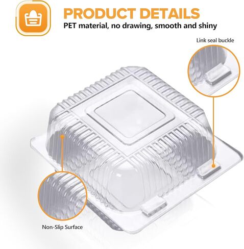 100 قطعة من صينية إخراج صدفية بلاستيكية مقاس 5x5 بوصة، حاويات رغيف مفصلية متينة للاستعمال مرة واحدة، صندوق إخراج مفصلي للاستعمال مرة واحدة للسلطات والفواكه والهامبرغر والسندويشات والكب كيك in Kuwait