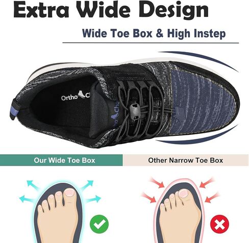 W&LESVAGO Wide Orthopedic Knit Sneakers for Men, Slip-On Wide Width Walking Shoes for Flat Feet Arch Fit Heel Pain Relief in Saudi Arabia