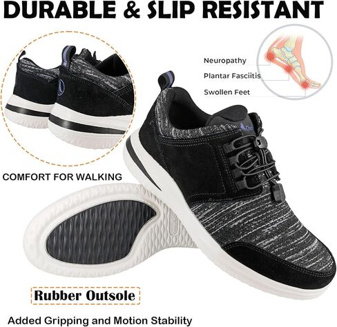 W&LESVAGO Wide Orthopedic Knit Sneakers for Men, Slip-On Wide Width Walking Shoes for Flat Feet Arch Fit Heel Pain Relief in Saudi Arabia