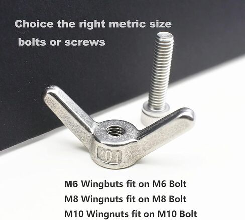 10 PCS Stainless M8 Wing Nuts Metric Thread Butterfly Clips Fasteners Kit in Kuwait