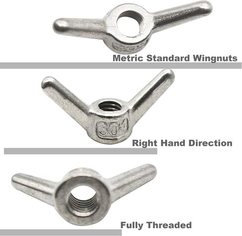 10 PCS Stainless M8 Wing Nuts Metric Thread Butterfly Clips Fasteners Kit in Kuwait