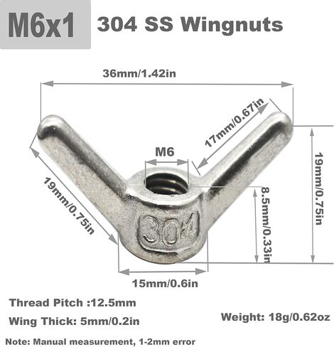 10 PCS Stainless M8 Wing Nuts Metric Thread Butterfly Clips Fasteners Kit in Kuwait