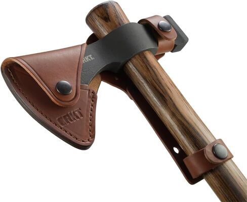 CRKT Black Woods Chogan Tomahawk Ax: RMJ T-Hawk فأس تخييم خارجي خفيف الوزن مع رأس مطرقة، شفرة فولاذية كربونية مزورة، مقبض خشبي هيكوري، يتضمن غمد 2730KS in Kuwait