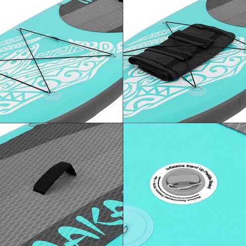 ISUP 10.5' Inflatable Stand Up Paddle Board All Around Flatwater For Yoga, Surfing, Adults, Non-Slip Deck, 2 Person, Pump, Adjustable Paddle, 3 Control Fins, Ankle Leash, Backpack, Repair Kit in Saudi Arabia