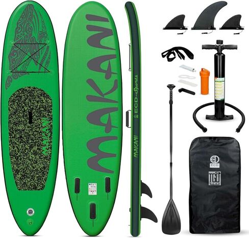 ISUP 10.5' Inflatable Stand Up Paddle Board All Around Flatwater For Yoga, Surfing, Adults, Non-Slip Deck, 2 Person, Pump, Adjustable Paddle, 3 Control Fins, Ankle Leash, Backpack, Repair Kit in Saudi Arabia