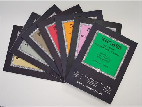 Arches Watercolor Block 10x14-inch Natural White 100% Cotton Paper - 20 Sheets of Arches Watercolor Paper 140 lb Cold Press - Arches Art Paper for Watercolor Gouache Ink Acrylic and More in Saudi Arabia