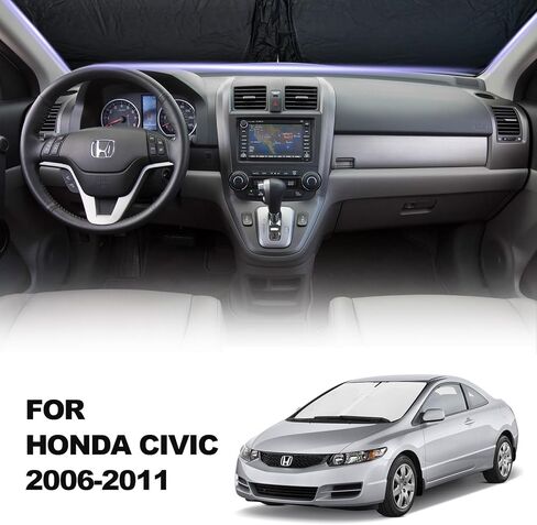 2024 Upgrade Front Windshield Sunshade Fit for Honda Civic 2006-2011 UV Ray Reflector Foldable Car Shade Automotive Windshield Sunshades fit Honda Civic Windshield Sun Shade |Keeps Your Vehicle Cool| in Kuwait
