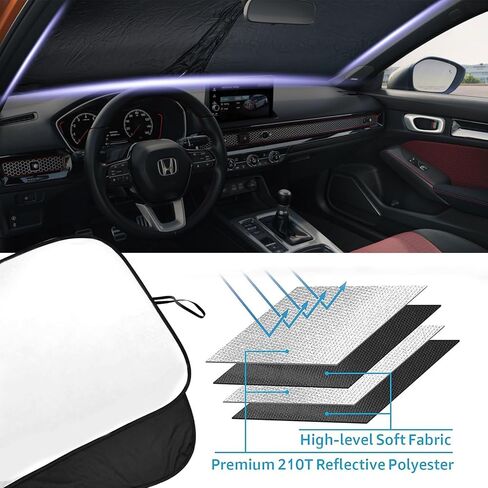 2024 Upgrade Front Windshield Sunshade Fit for Honda Civic 2006-2011 UV Ray Reflector Foldable Car Shade Automotive Windshield Sunshades fit Honda Civic Windshield Sun Shade |Keeps Your Vehicle Cool| in Kuwait