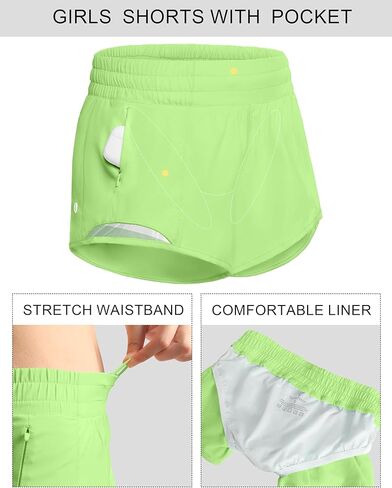SANTINY Girls Athletic Shorts with Zipper Pocket Lightweight Running Shorts for Teen Kids Sports Active Gym Preppy Shorts in Saudi Arabia