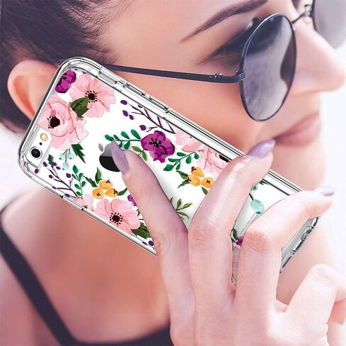 GiiKa iPhone 6 6s Case with Screen Protector, Not 6 Plus Clear Heavy Duty Protective Case Floral Girls Women Shockproof Hard PC Case with Slim TPU Bumper Cover Phone Case for iPhone 6s, Small Flowers in Saudi Arabia