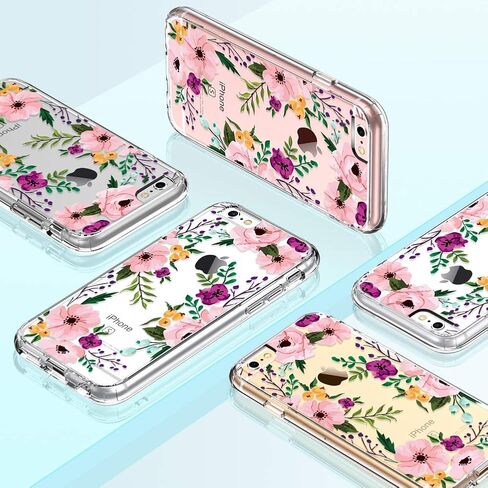 GiiKa iPhone 6 6s Case with Screen Protector, Not 6 Plus Clear Heavy Duty Protective Case Floral Girls Women Shockproof Hard PC Case with Slim TPU Bumper Cover Phone Case for iPhone 6s, Small Flowers in Saudi Arabia