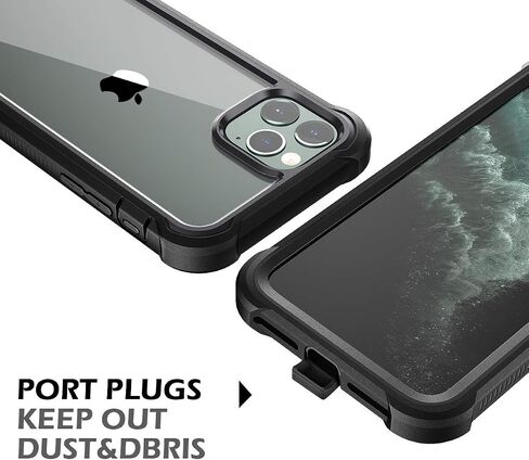 حافظة Dexnor iPhone 11 Pro Max مع واقي شاشة شفاف متين لكامل الجسم ومضاد للصدمات وظهر صلب وطبقة مزدوجة شديدة التحمل لهاتف iPhone 11 Pro Max 6.5 بوصة - أسود in Saudi Arabia
