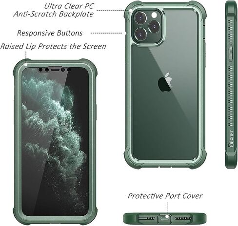 حافظة Dexnor iPhone 11 Pro Max مع واقي شاشة شفاف متين لكامل الجسم ومضاد للصدمات وظهر صلب وطبقة مزدوجة شديدة التحمل لهاتف iPhone 11 Pro Max 6.5 بوصة - أسود in Saudi Arabia