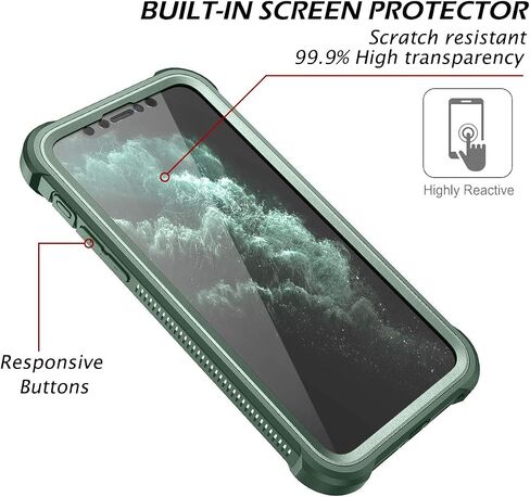 حافظة Dexnor iPhone 11 Pro Max مع واقي شاشة شفاف متين لكامل الجسم ومضاد للصدمات وظهر صلب وطبقة مزدوجة شديدة التحمل لهاتف iPhone 11 Pro Max 6.5 بوصة - أسود in Saudi Arabia