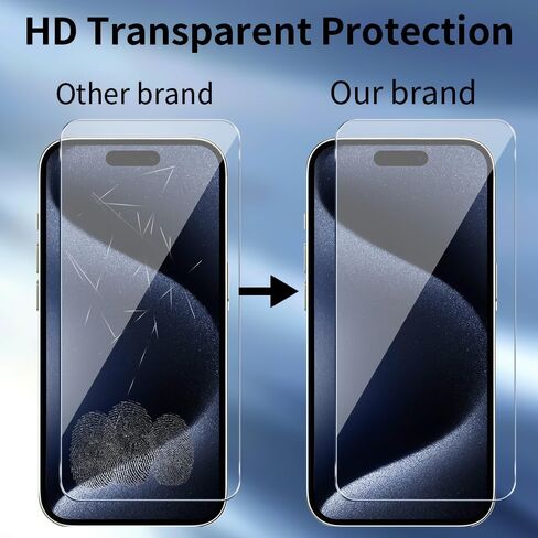 حافظة 5 في 1 لهاتف iPhone 15 Pro شفافة، غير صفراء، 2 شاشة و2 واقي عدسة الكاميرا، حماية من السقوط من الدرجة العسكرية بطول 15 قدمًا، حافظة رفيعة مقاومة للصدمات، حلقة مغناطيسية للشحن الآمن in Saudi Arabia