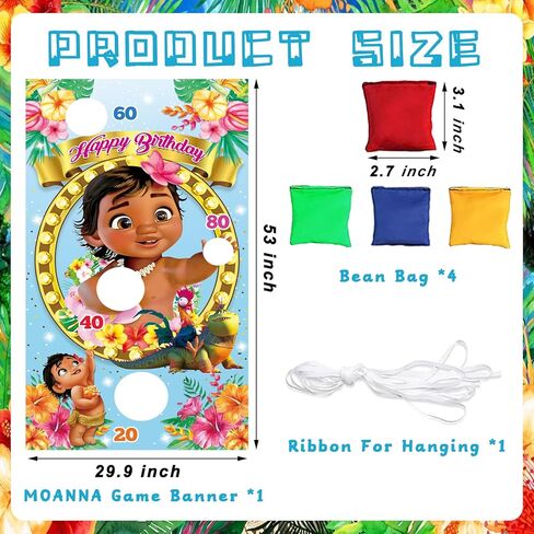 لعبة الرمي بين باج مع 4 أكياس فول موانا، لوازم الحفلات ذات الطابع الشخصي، ألعاب رمي ممتعة للأماكن الداخلية والخارجية، مجموعة لافتة معلقة للأطفال لتزيين حفلات أعياد الميلاد in Kuwait