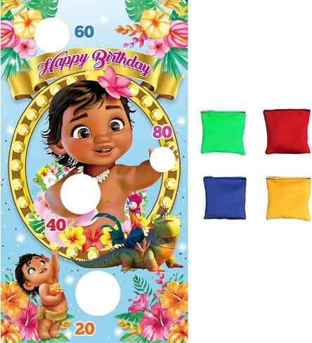 لعبة الرمي بين باج مع 4 أكياس فول موانا، لوازم الحفلات ذات الطابع الشخصي، ألعاب رمي ممتعة للأماكن الداخلية والخارجية، مجموعة لافتة معلقة للأطفال لتزيين حفلات أعياد الميلاد in Kuwait