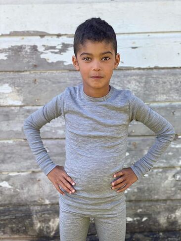 قميص أطفال من صوف ميرينو النقي، ملابس داخلية حرارية بأكمام طويلة، طبقة أساسية دافئة طبيعية وعضوية، للجنسين in Kuwait