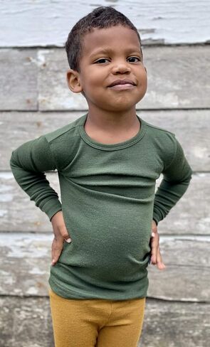 قميص أطفال من صوف ميرينو النقي، ملابس داخلية حرارية بأكمام طويلة، طبقة أساسية دافئة طبيعية وعضوية، للجنسين in Kuwait