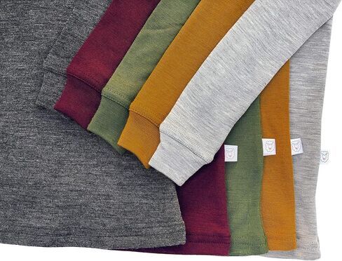 قميص أطفال من صوف ميرينو النقي، ملابس داخلية حرارية بأكمام طويلة، طبقة أساسية دافئة طبيعية وعضوية، للجنسين in Kuwait