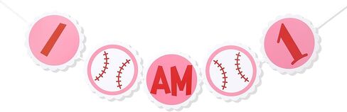 I AM 1 Highchair Banner - Girls Baseball Themed Sports Banner,First Birthday Party Decorations in Red White & Pink,League of Their Own in Kuwait