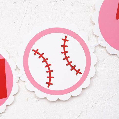 I AM 1 Highchair Banner - Girls Baseball Themed Sports Banner,First Birthday Party Decorations in Red White & Pink,League of Their Own in Kuwait