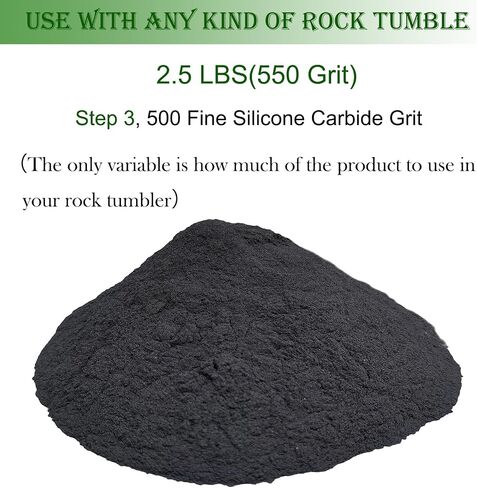 2.5 رطل الخطوة 3 Rock Tumbler Grit - 500 Grit Silicon Carbide Tumbler Media Grit، وسائط تلميع الصخور، تعمل مع أي بهلوان صخري، ملمع الصخور، ملمع الحجر، (الخطوة 3-2.5 رطل)... in Kuwait