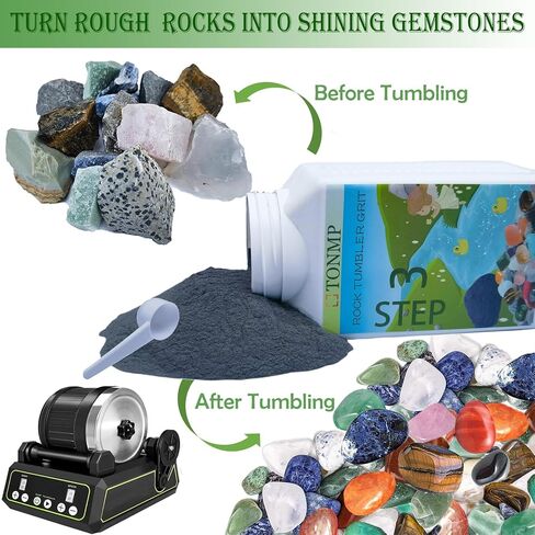 2.5 رطل الخطوة 3 Rock Tumbler Grit - 500 Grit Silicon Carbide Tumbler Media Grit، وسائط تلميع الصخور، تعمل مع أي بهلوان صخري، ملمع الصخور، ملمع الحجر، (الخطوة 3-2.5 رطل)... in Kuwait