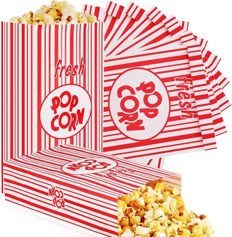 أكياس الفشار الورقية أكياس الفشار ذات القاع المسطح 2 أونصة أكياس الفشار ذات الفيلم القابل للتصرف الوجبات الفردية حاوية الفشار المقاومة للتسرب والزيت خمر الرجعية الأكمام الفشار الأحمر والأبيض (300 جهاز كمبيوتر شخصى) in Kuwait