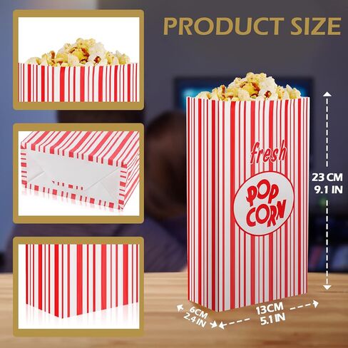 أكياس الفشار الورقية أكياس الفشار ذات القاع المسطح 2 أونصة أكياس الفشار ذات الفيلم القابل للتصرف الوجبات الفردية حاوية الفشار المقاومة للتسرب والزيت خمر الرجعية الأكمام الفشار الأحمر والأبيض (300 جهاز كمبيوتر شخصى) in Kuwait