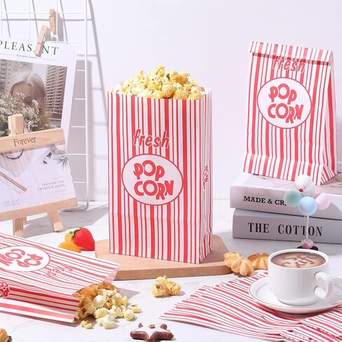 أكياس الفشار الورقية أكياس الفشار ذات القاع المسطح 2 أونصة أكياس الفشار ذات الفيلم القابل للتصرف الوجبات الفردية حاوية الفشار المقاومة للتسرب والزيت خمر الرجعية الأكمام الفشار الأحمر والأبيض (300 جهاز كمبيوتر شخصى) in Kuwait