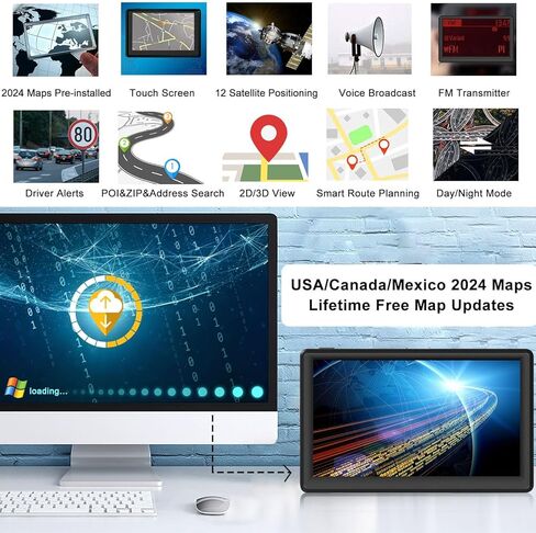 GPS Navigator for Car Truck GPS Commercial Drivers 2024 US/CA/MX Offline Maps, Free Map Update, Voice Guidance, Drive Alert, 7 Inch Handheld GPS Navigation System for Vehicle RV Semi Truck in Kuwait
