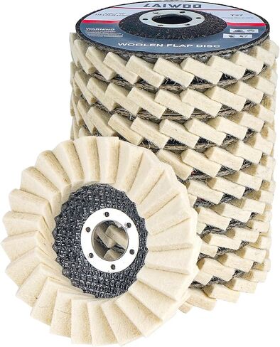 قرص عجلة تلميع الصوف LAIWOO مقاس 4-1/2 بوصة × 7/8 بوصة، قرص عجلة تلميع اللباد الصوفي 10 عبوات، مخزن مؤقت لطاحونة الزوايا (6 مم، أكثر سمكًا) in Kuwait