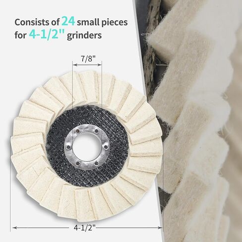 قرص عجلة تلميع الصوف LAIWOO مقاس 4-1/2 بوصة × 7/8 بوصة، قرص عجلة تلميع اللباد الصوفي 10 عبوات، مخزن مؤقت لطاحونة الزوايا (6 مم، أكثر سمكًا) in Kuwait