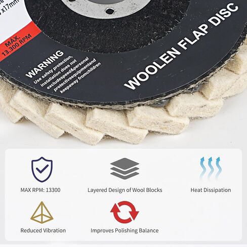 قرص عجلة تلميع الصوف LAIWOO مقاس 4-1/2 بوصة × 7/8 بوصة، قرص عجلة تلميع اللباد الصوفي 10 عبوات، مخزن مؤقت لطاحونة الزوايا (6 مم، أكثر سمكًا) in Kuwait