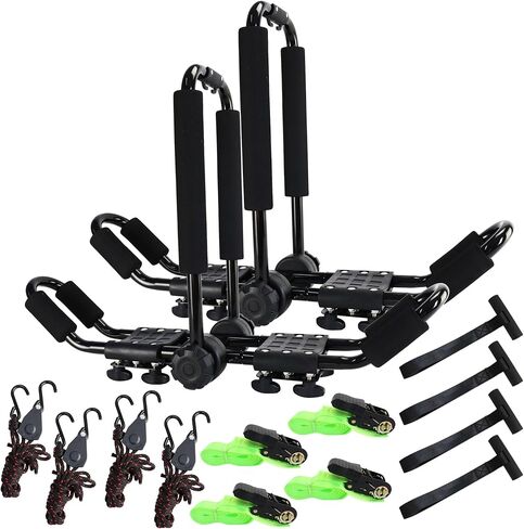 Folding Kayak Roof Rack J-Bar Adjustable | For Kayak/Canoe/SUP, Roof Mounting, SUV/Car/Truck Crossbars(23-krf-2) in Kuwait